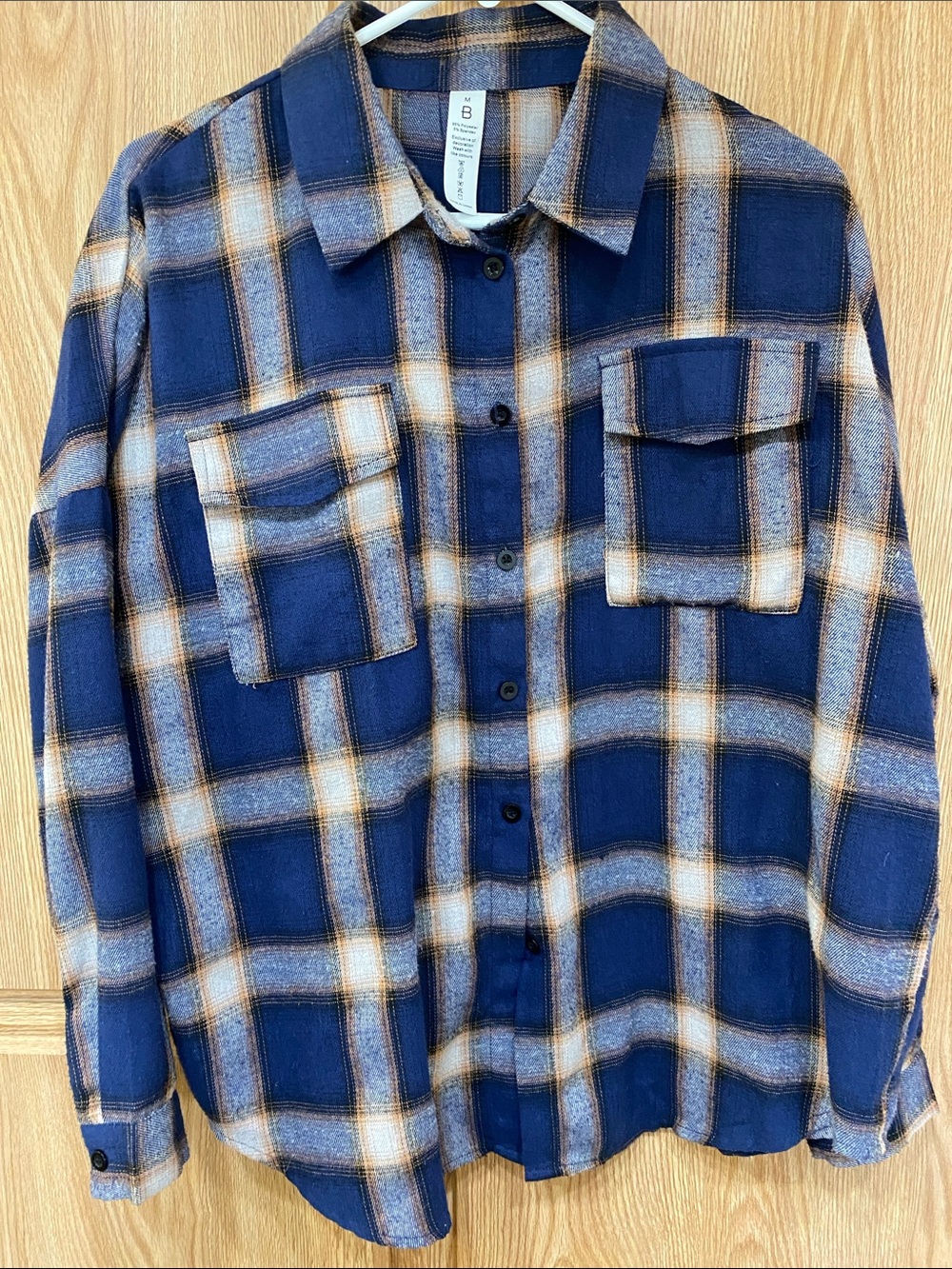 Flannel Shirt Jacket Blue/Tan plaid